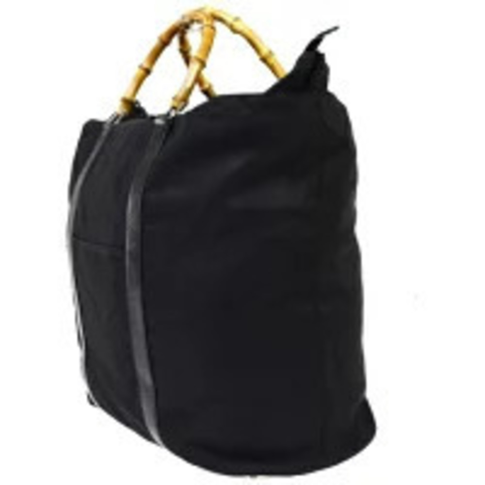 Gucci Tote Bamboo Leather Handbag Black
